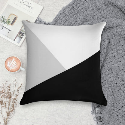 Monochromatic Black White Gray Color Block Soft Fade-Resistant Throw Pillow