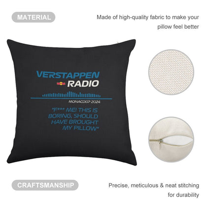 Verstappen Radio Monaco - Pillow Linen Throw Pillow Cover