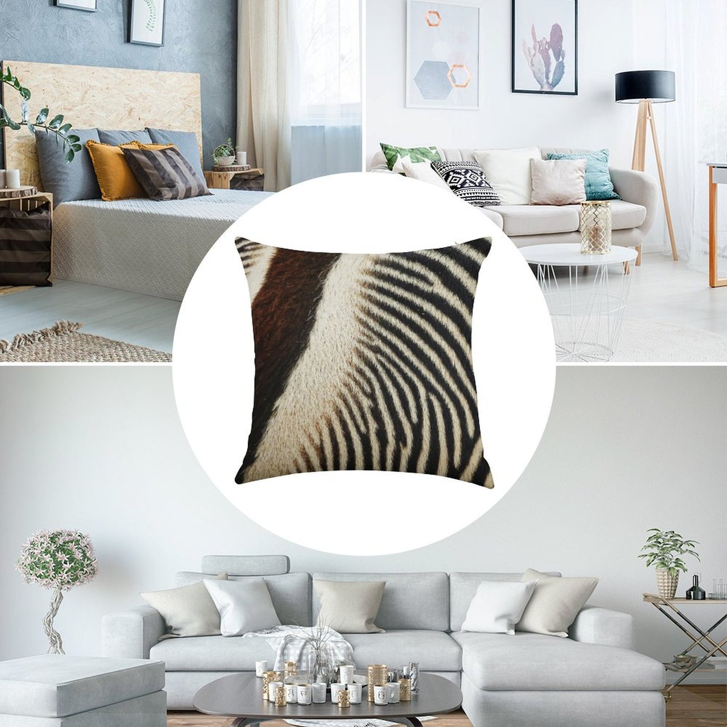 Zebra Caboose Linen Throw Pillow Cover