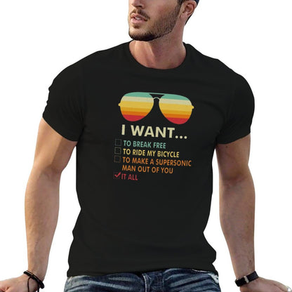 Funny Music Lover Gift Bicycle Costume I Want It All  Vintage-inspired T-Shirt