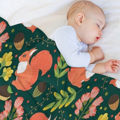 Squirrels on Green Grass Throw Blanket