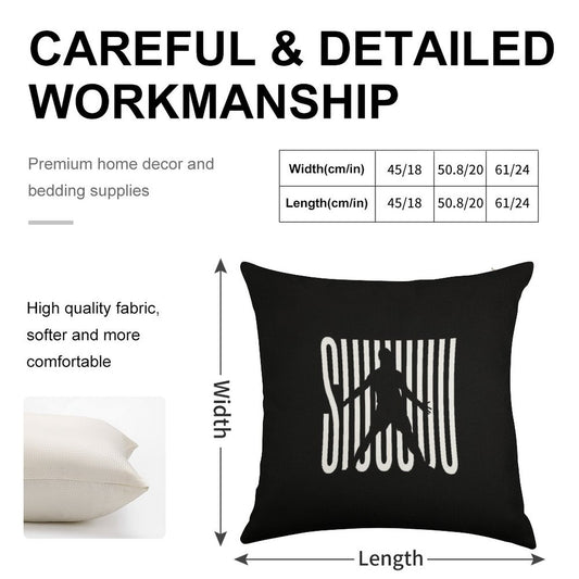 Siuuu CR7, Cristiano Ronaldo Funny Linen Throw Pillow Cover