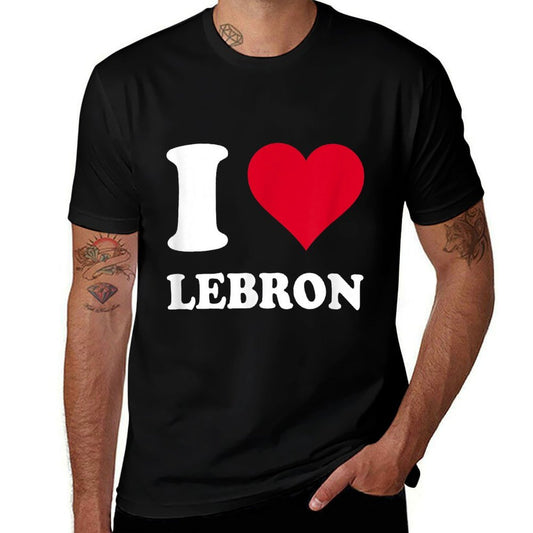 Red Heart I Love Lebron  Fade-proof Color T-Shirt