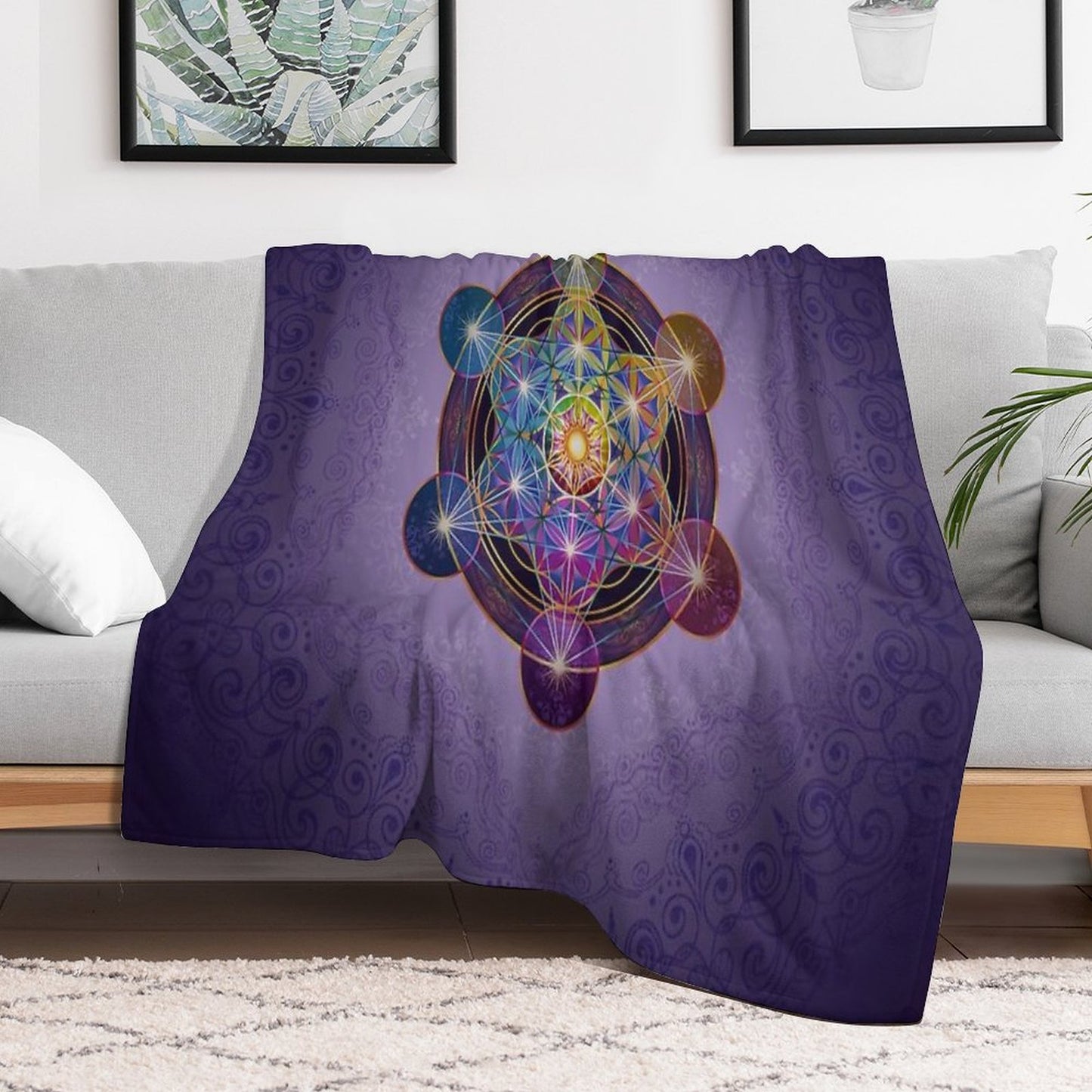 Metatron's Cube Merkabah Throw Blanket