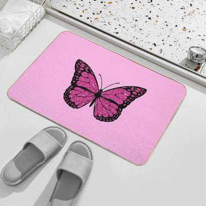 Pink Glitter Butterfly Bath Mat