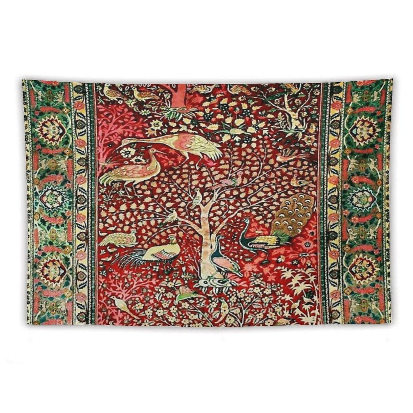Antique Persian Rug Bird Tree Flowers Ca. 1600 Print Tapestry
