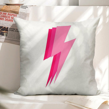 3 Pink Lightning Bolt Linen Throw Pillow Cover