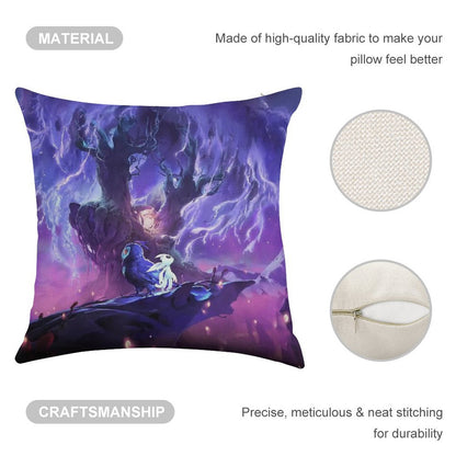 Ori Will of The Wisp Linen Throw Pillow Cover