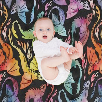 Dragon Fire Dark Rainbow Throw Blanket