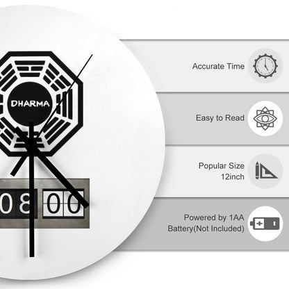 Dharma Initiative Logo with The Swan Countdown Wall Clock