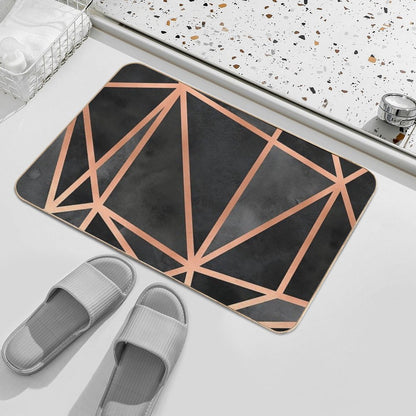 Black And Copper Geo  Non-Slip Bath Mat