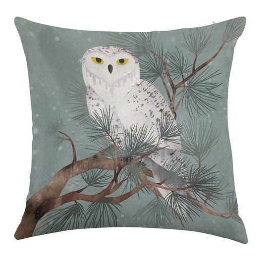 Snowy Linen Throw Pillow Cover