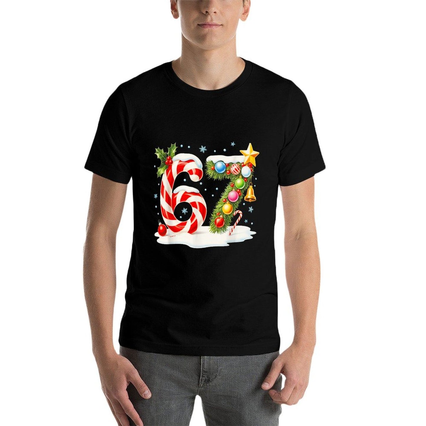 Funny Nice Naughty 6 7 Christmas 67 Meme Xmas Boys Girls  Durable T-Shirt