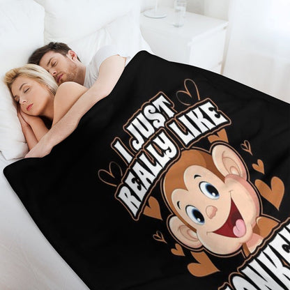 I Just Really Like Monkeys OK Throw Blanket