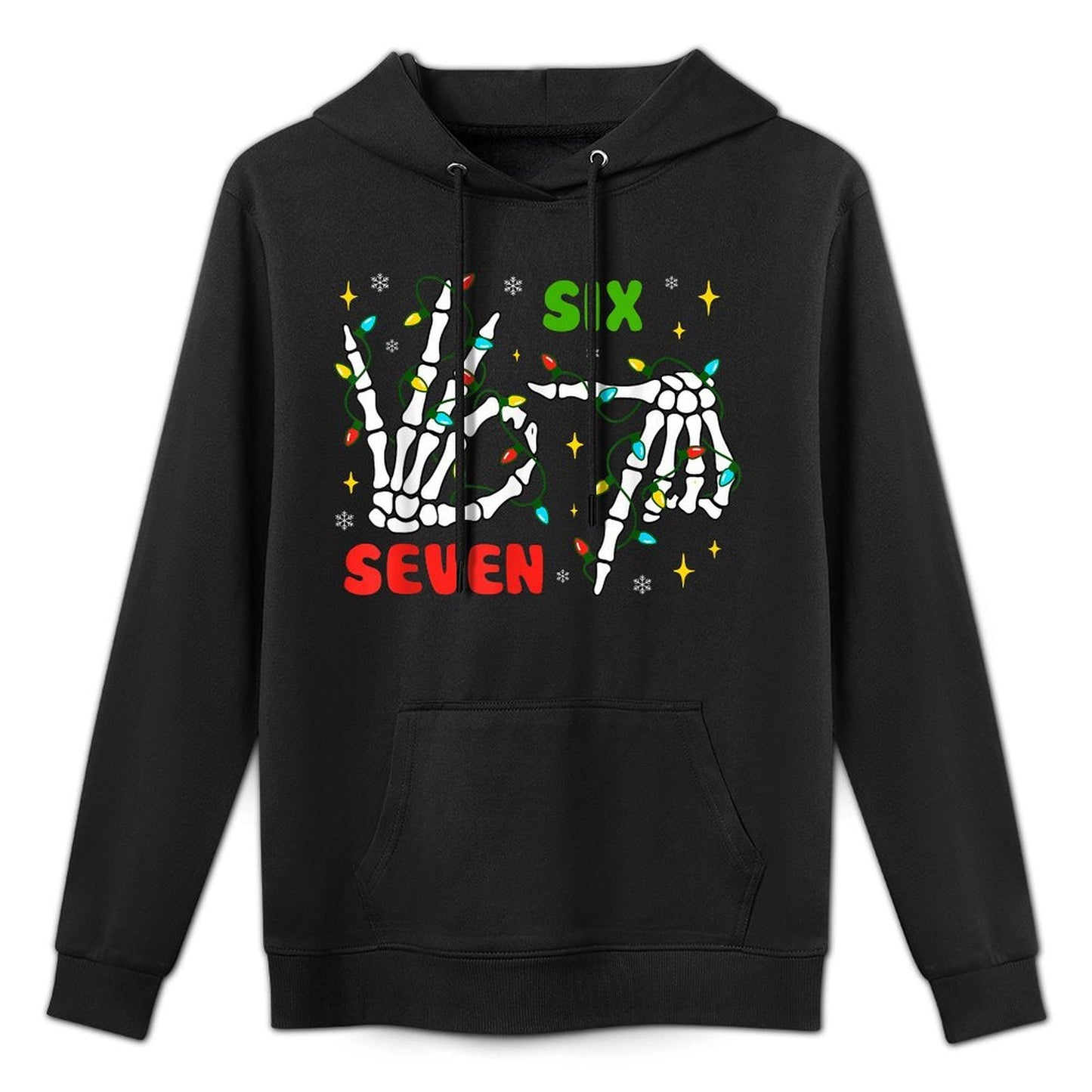 Funny Xmas 67 Skeleton Hand Six Seven Meme Christmas Lights Pilling-Resistant Hoodie
