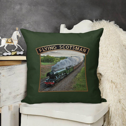 Flying Scotsman And Nameplate Linen Throw Pillow Cover