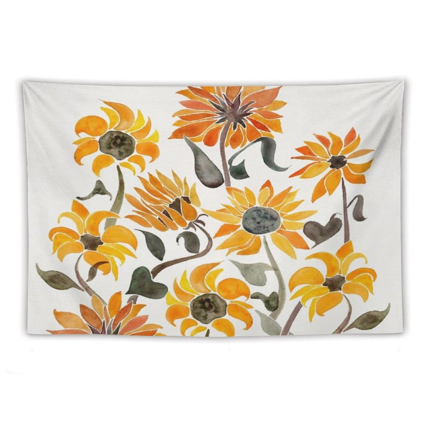 Sunflower Watercolor – Yellow & Black Palette Tapestry