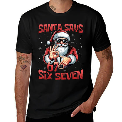 Funny Santa Says Six Seven Christmas 67 Meme Xmas Boys Girls  Eco-friendly Material T-Shirt