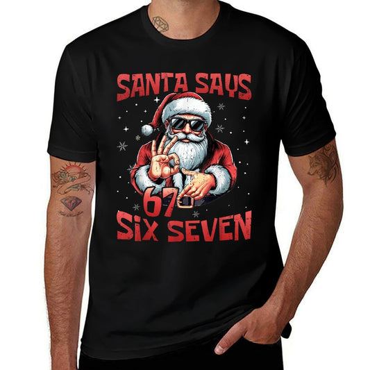 Funny Santa Says Six Seven Christmas 67 Meme Xmas Boys Girls  Eco-friendly Material T-Shirt