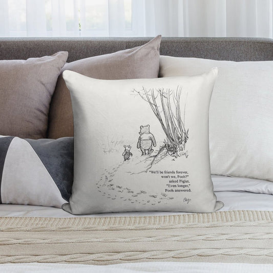 Winnie The Pooh & Piglet Friends Forever Soft Short Plush Fabric Throw Pillow