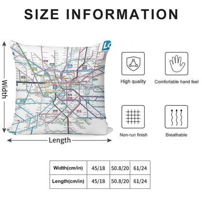 London AllRail Map Soft High-Density Material Throw Pillow