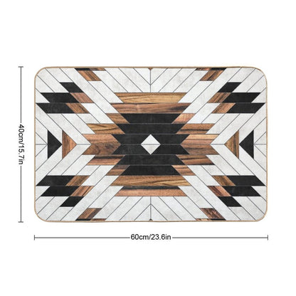 Urban Tribal Pattern No.5 - Aztec - Concrete And Wood Bath Mat