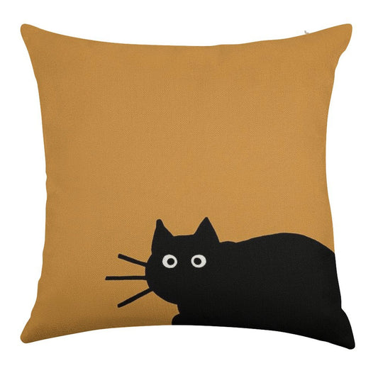 Black Cat(s) Linen Throw Pillow Cover