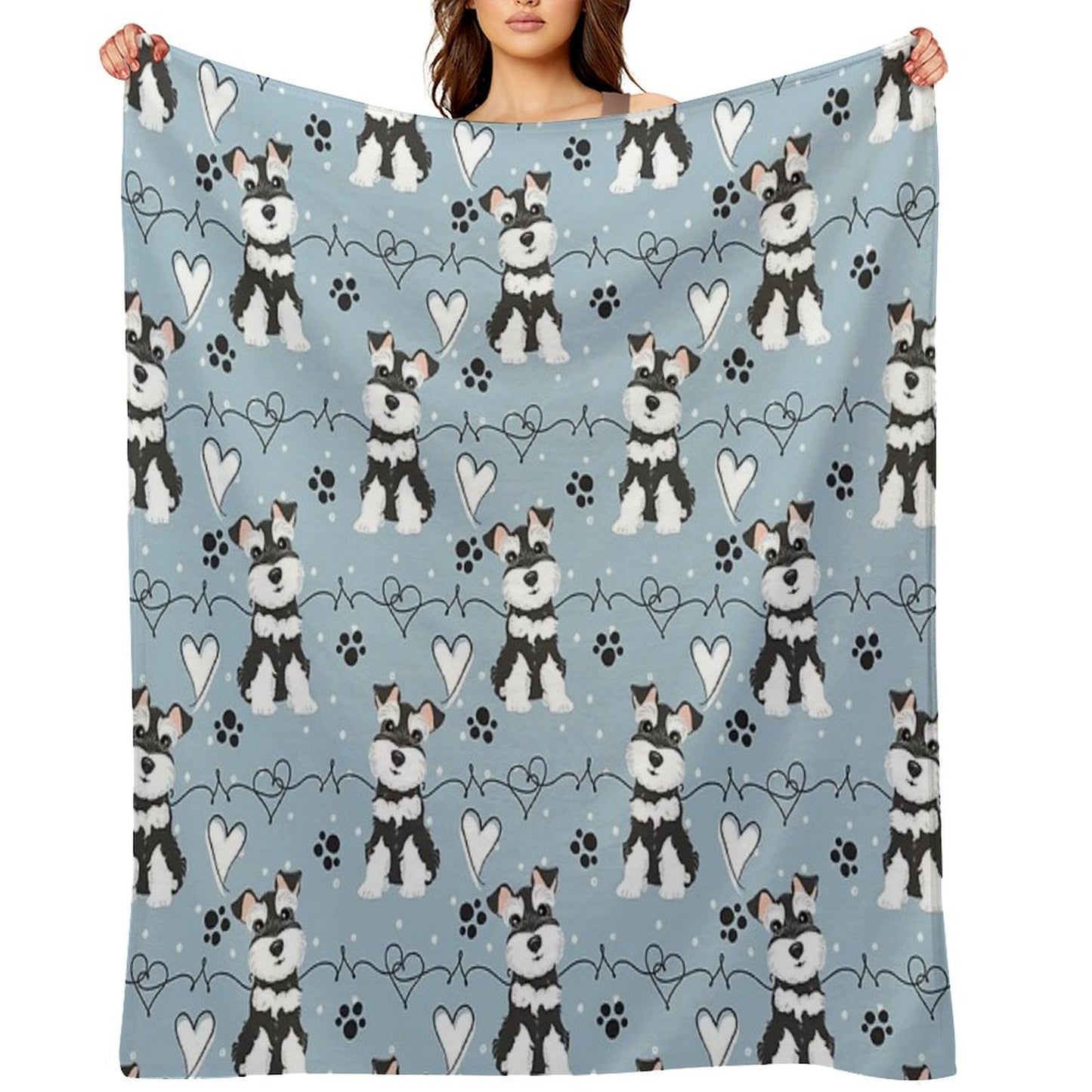 Love Black And White Miniature Schnauzer Throw Blanket