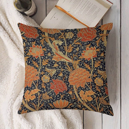 William Morris Cray Blue And Orange Linen Throw Pillow Cover
