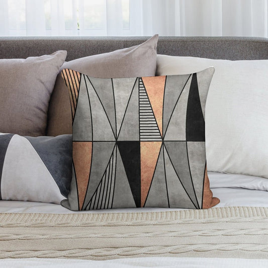 Concrete And Copper Triangles Soft Reinforced Edging Throw Pillow