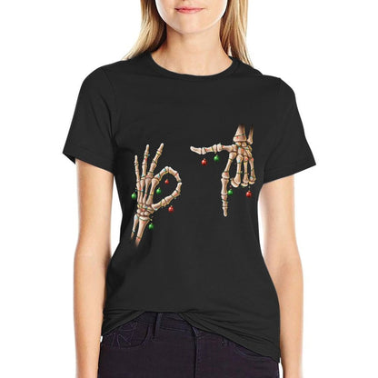 Funny 67 Meme Skeleton 67 Christmas Holiday Women Kids Xmas  Ribbed Collar T-Shirt