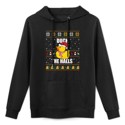 Ugly Xmas Sweater Style Funny Rubber Duck Christmas Pajamas Customizable Surface Hoodie