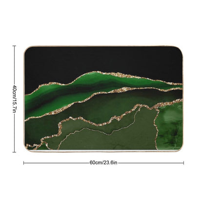 Emerald Green Faux Malachite Marble Bath Mat