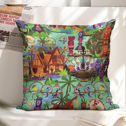 The ORIGINAL Enchanted Tiki Room Collage Linen Throw Pillow Cover