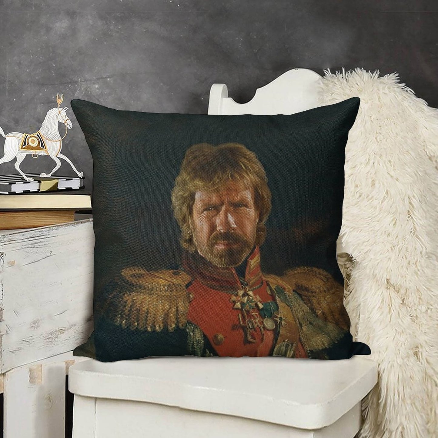 Chuck Norris - Replaceface Linen Throw Pillow Cover