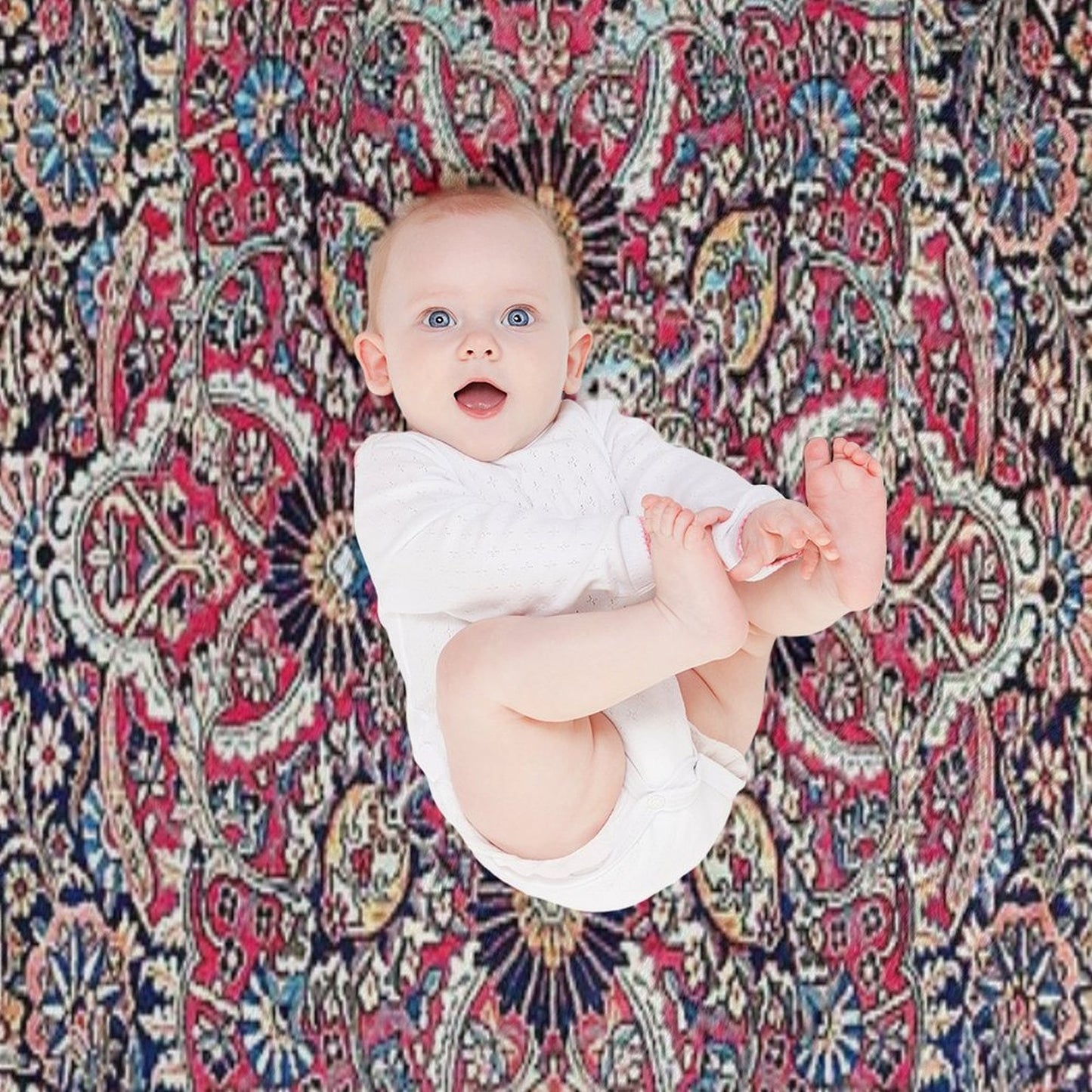 Kashan Central Persian Rug Print Throw Blanket