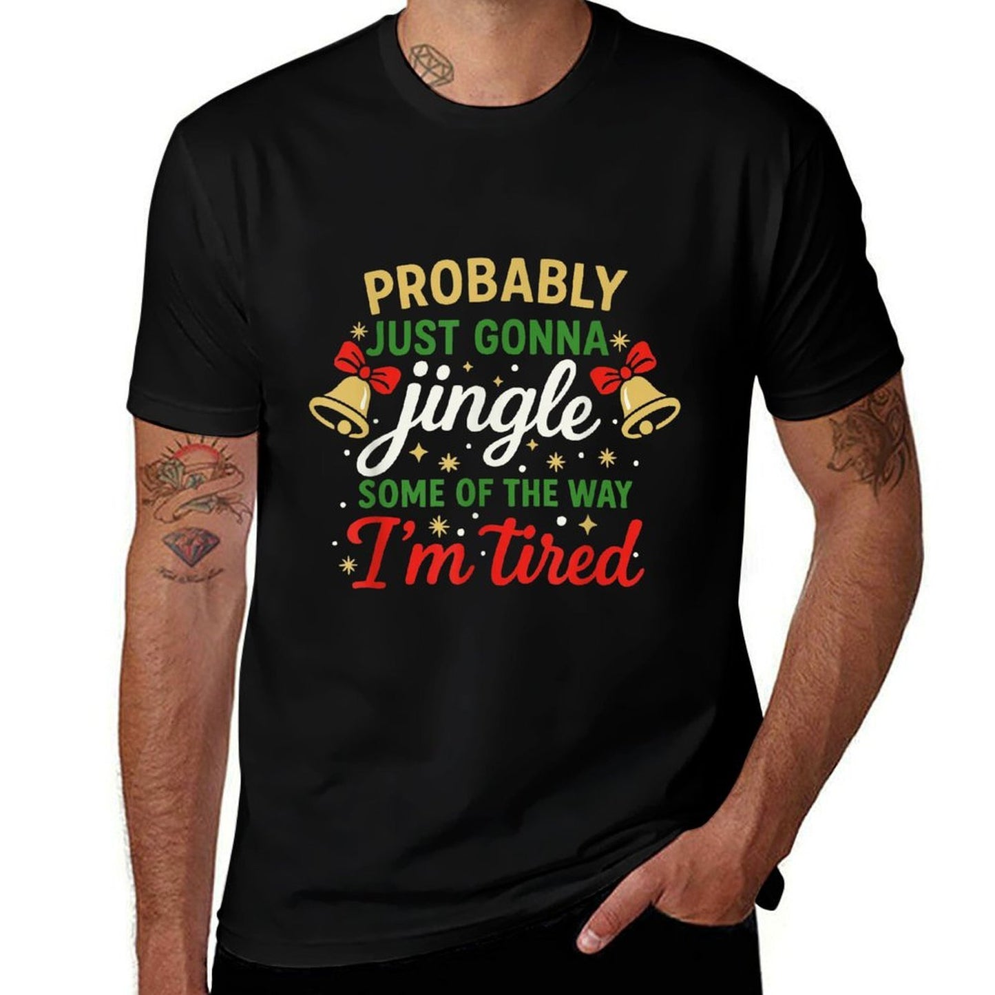 Probably Gonna Jingle Part of The Way Funny Christmas  Heathered Texture T-Shirt