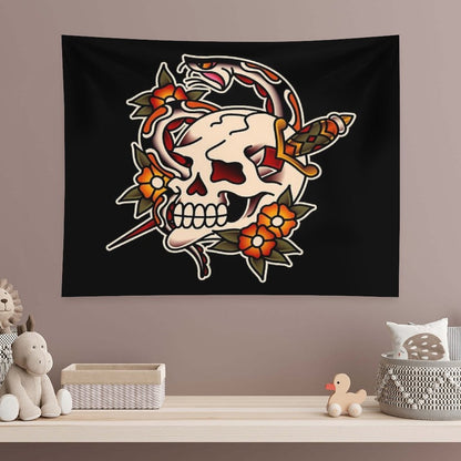 Salty-Dog Death And Rebirth Skull Motif Tapestry