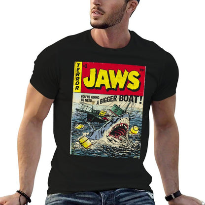 Jaws Pulp Attack Comic Cover  High-quality Stitching T-Shirt
