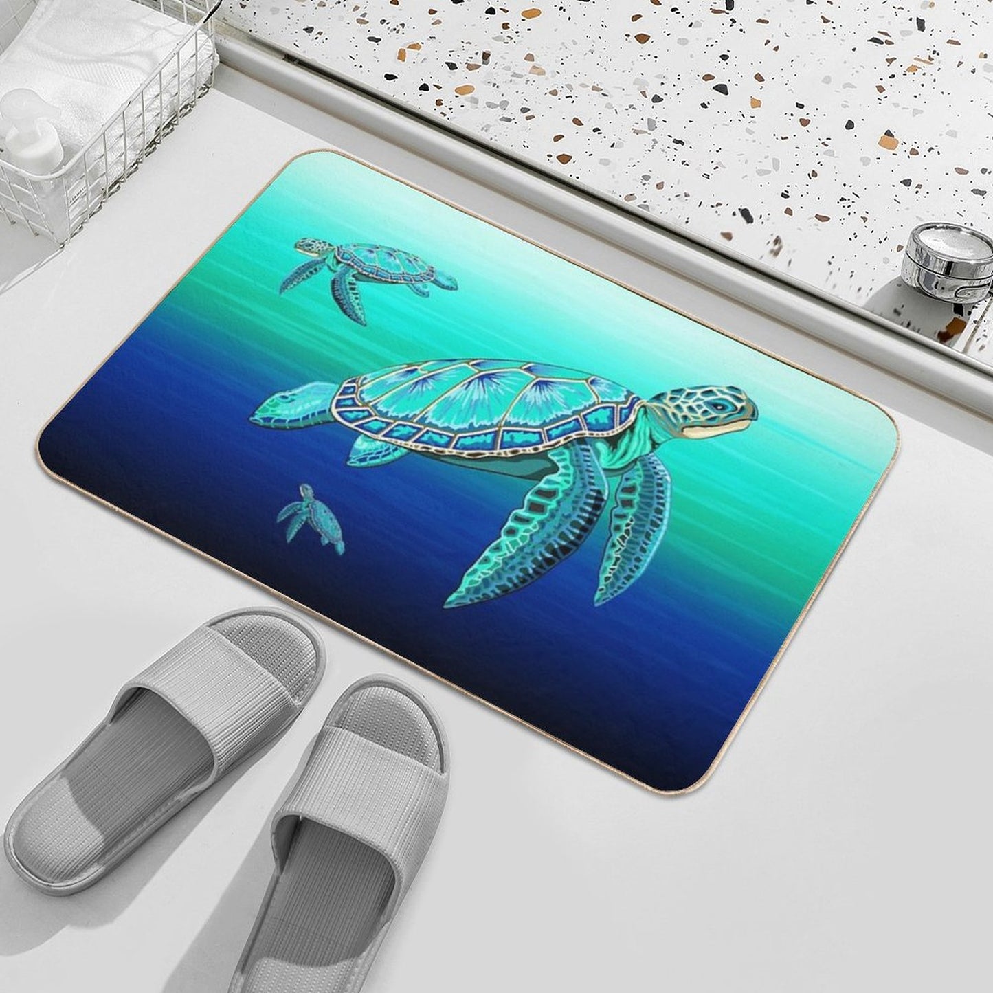 Sea Turtle Turquoise Oceanlife Bath Mat