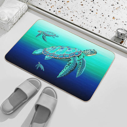 Sea Turtle Turquoise Oceanlife Bath Mat