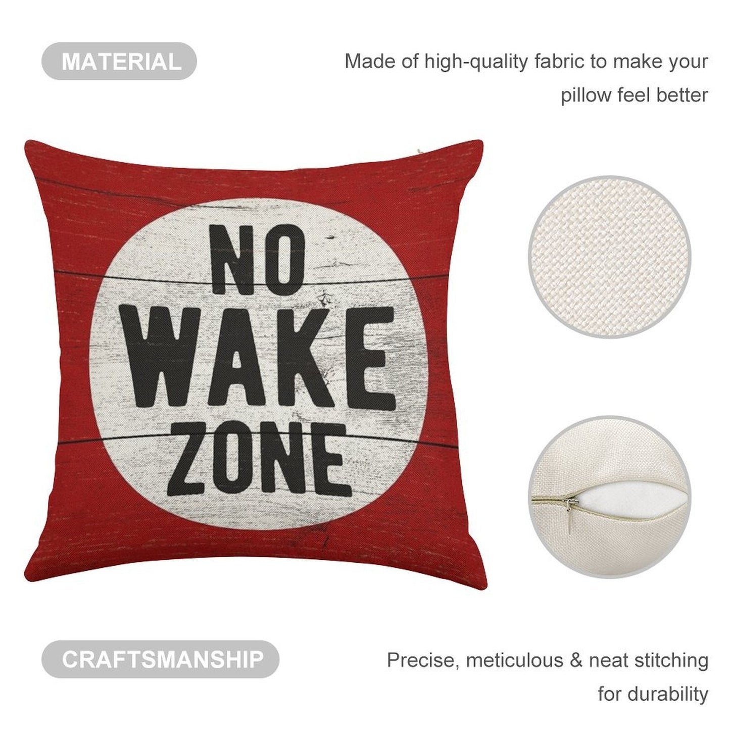 No Wake Zone Sgin Linen Throw Pillow Cover