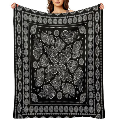 Oriental Paisley Ornament Black And White Throw Blanket