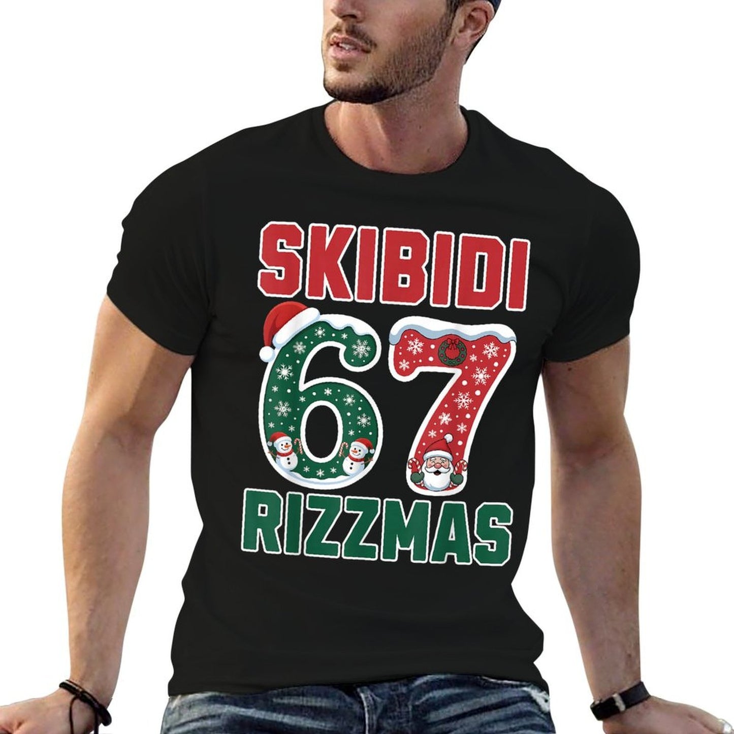 Rizz Christmas 67 Funny Xmas Gen Alpha Skibidi Rizzmas 67  Slim-fit Cut T-Shirt