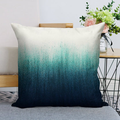 Teal Ombre Linen Throw Pillow Cover