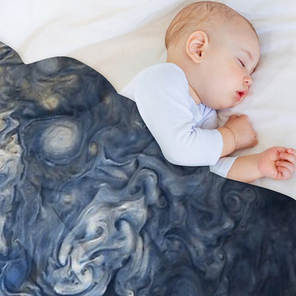 Swirling Blue Clouds of Planet Jupiter from Juno Cam Throw Blanket