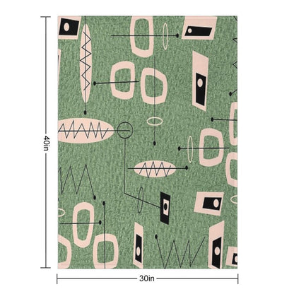 Mid-Century Modern Green Abstract Throw Blanket
