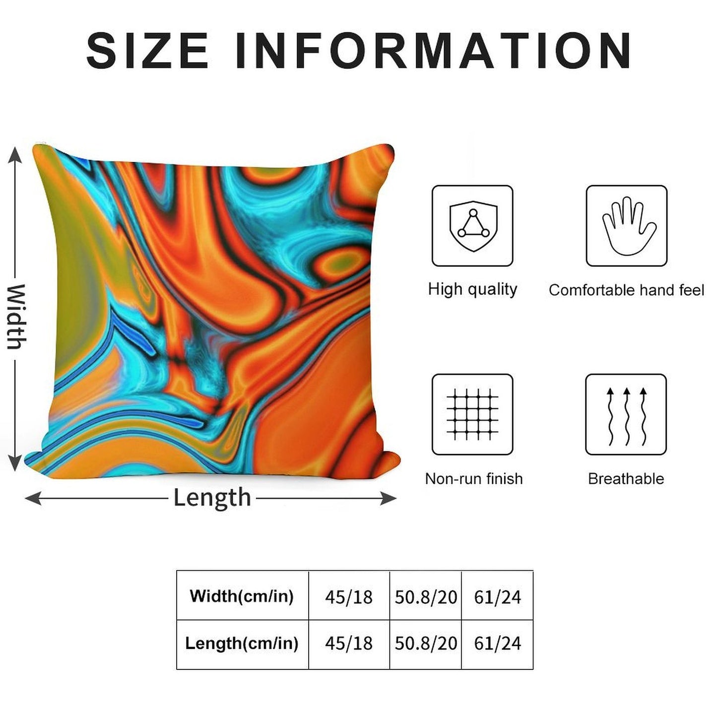 Vivid Modern Southwest Hipster Turquoise Orange Swirls Soft Durable Construction Throw Pillow