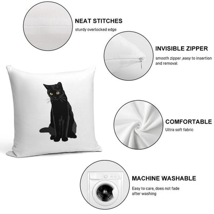Black Cat Soft Bedroom Essential Throw Pillow