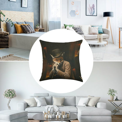 Edwardian Gentleman Fox Linen Throw Pillow Cover